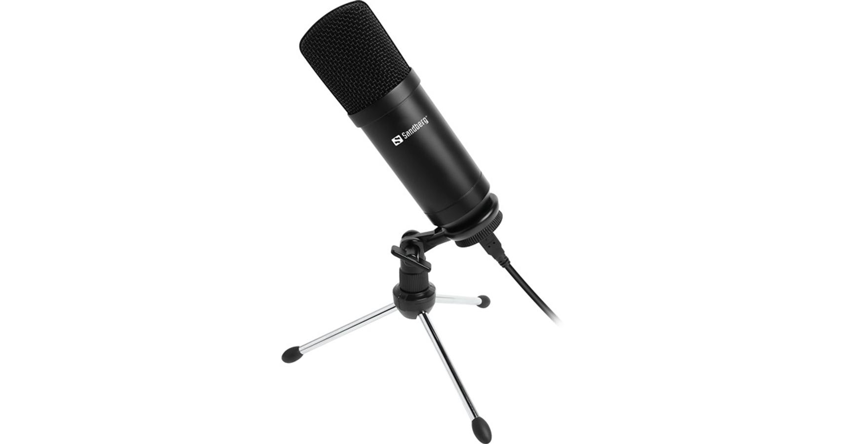 SANDBERG Mikrofon, Streamer USB Desk Microphone, Fekete Fejhallgatók