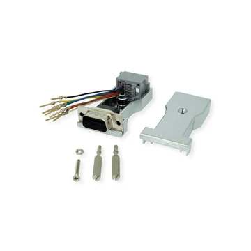 DB9 PLUG - RJ-45 SOCKET 8P / 8C 8-WIRE SILVER