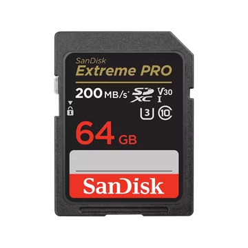 SANDISK 121595, SDXC EXTREME PRO KÁRTYA 64GB, 200 / 90 MB / s , UHS-I, Class 10, U3, V30