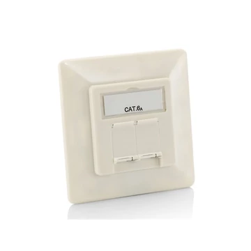 Equip Keystone Süllyeszthető csatlakozó aljzat - 125772 (2 port, Cat6A, STP, 80x80mm, fehér) 5db / csomag