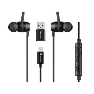 Sandberg Fülhallgató - USB-C / A In-Earset with Line-Mic