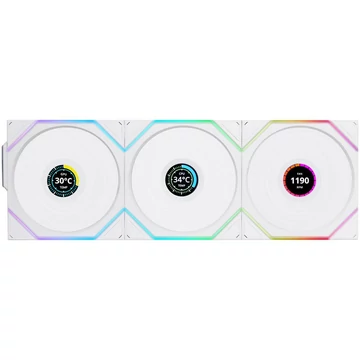 Ventilátor Lian Li UNI FAN TL-LCD Wireless ventilátor, 3db-os,fordított légáramlás,  120mm, fehér