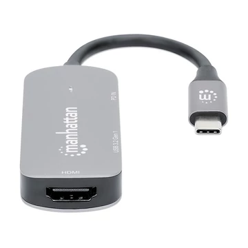 Manhattan Kábel átalakító - USB-C to HDMI  3-in-1 (HDMI, USB-A, USB-C PD (100 W))