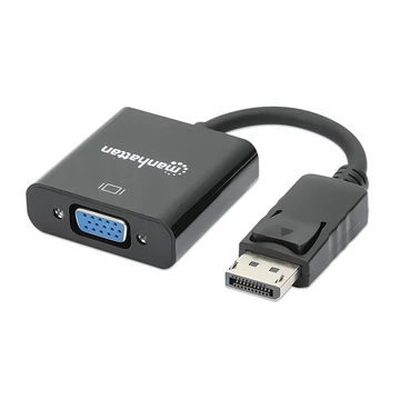 Manhattan Kábel átalakító - DisplayPort to VGA Converter Cable, 15 cm, Active