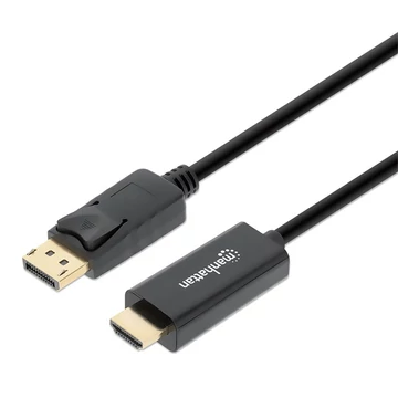 Manhattan Kábel - DisplayPort to HDMI ( DisplayPort 1.1 - HDMI 1.2, 1080p, 1.8m, Fekete)