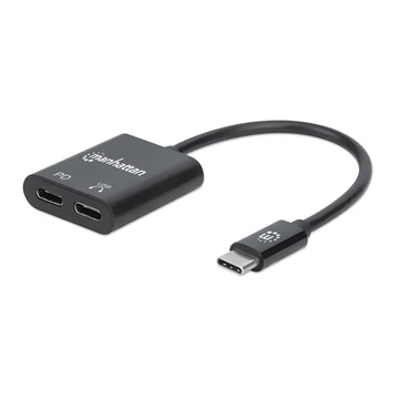 Manhattan Kábel átalakító - USB-C Audio Adapter, USB-C Male to USB-C Audio and USB-C