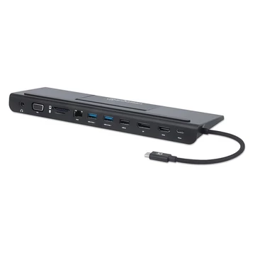 Manhattan USB HUB - USB-C 11-in-1 Triple-Monitor Docking Station with MST, USB 3.2 Type-C Male to HDMI, DP and VGA