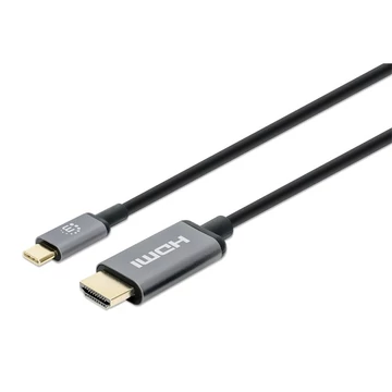 Manhattan Kábel - USB-C to HDMI aranyozott, 2m, Fekete