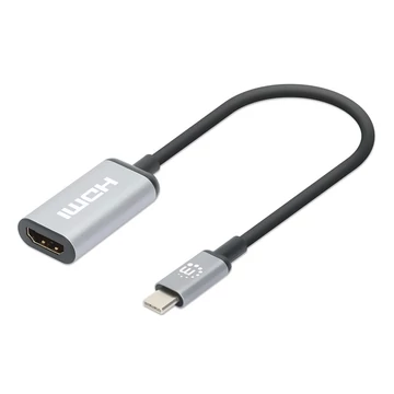Manhattan Kábel átalakító - 4K@60Hz USB-C to HDMI Adapter, Active, Aluminum, Ezüst