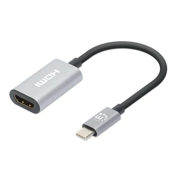 Manhattan Kábel átalakító - 4K@60Hz USB-C to HDMI Adapter, Active, Aluminum, Szürke