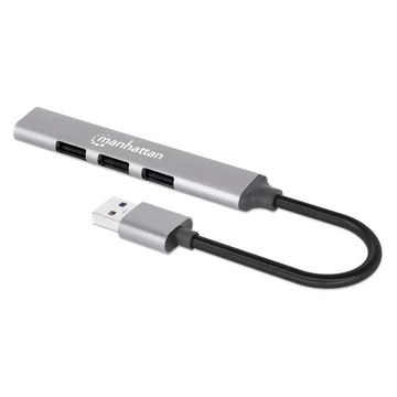 Manhattan USB HUB - 4db USB 3.0 / 2.0 Combo Hub, USB-A Male to 4db USB-A females, Ezüst