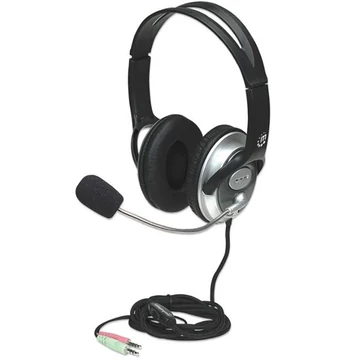Manhattan Fejhallgató -  Sztereó fejhallgató, 2.5m vezeték, Over-ear Design, Fekete-ezüst