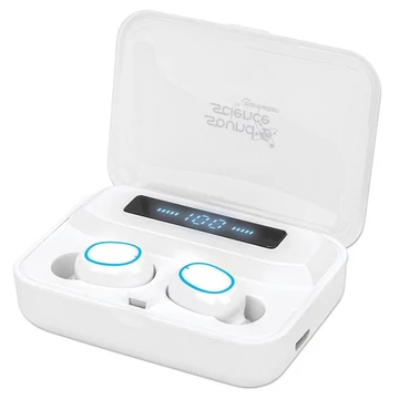 Manhattan Fülhallgató -  Bluetooth 5.0 vezetéknélküli, mikrofon, hangerőszabályzó, Powerbank funkció, Fehér