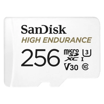 SanDisk MicroSD kártya - 256GB microSDXC High Endurance (100 MB / s, Class 10 U3, V30) + adapter