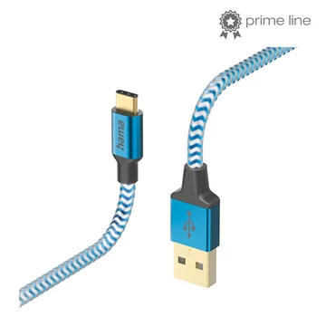 Hama Kábel - 201558 Reflective (USB-C / USB-A, USB 2.0, 1,5m, kék)