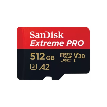 SANDISK 214507, MICROSD EXTREME PRO KÁRTYA 512GB, 200 / 140 MB / s, A2 C10 V30 UHS-I U3