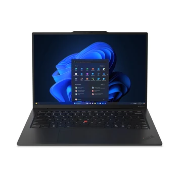 ALZATOK TERÉN SEMMI FÖSVÉNYSÉG<br>A mérleg nyelvét a funkciók, nem a súly jelenti<br>A tizenharmadik generációs ThinkPad X1 Carbon Aura Edition változata kevesebb, mint egy kilogramm súlyú, tehát egy kézzel kezelhető – és egyetlen ujjal felnyi