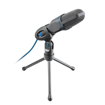 Trust Mikrofon - Mico (Studió design; 3,5mm jack + USB adapter; 180cm kábel; állvány; fekete-kék)
