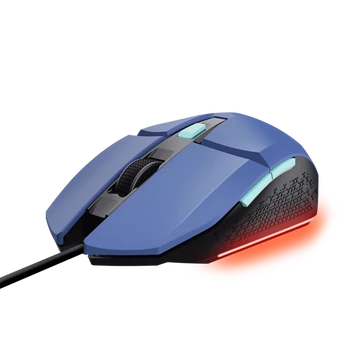 Trust Egér Gamer Vezetékes - GXT109 Felox (Optikai érzékelő; max6400DPI; 6 gomb; LED; Akkumulátor; kék)