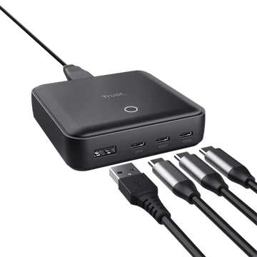 Trust Telefon töltő - Maxo (4 port; 100W;  USB + 3x USB-C; fekete)