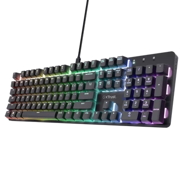 Trust Billentyűzet Gamer - GXT871 Zora (Mechanikus, Huano switch; RGB LED háttérvilágítás; USB; fekete; angol)