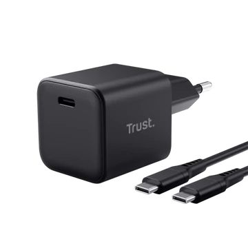 Trust Telefon töltő - Maxo Ultra-small (65W; USB-C; + 2m kábel; fekete)