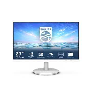 PHILIPS IPS monitor 27" 271V8AW, 1920x1080, 16:9, 250cd / m2, 4ms, HDMI / VGA, hangszóró, fehér