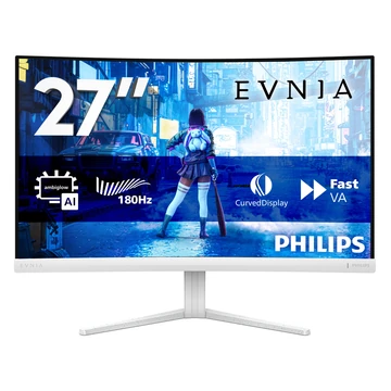 Az ívelt Fast VA monitor lehetővé teszi a 180 Hz-es frekvencián, maximális pontossággal és sebességgel zajló játékot. Az éles HDR minőségű képeket és garantált Full HD felbontást kínáló, ívelt keretű monitor nagyszerű, mindenre kiterjedő játékélményt nyúj