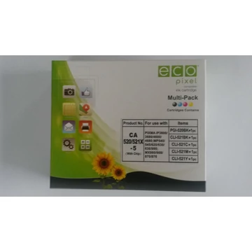 Utángyártott CANON CLI-521 Tintapatron Multipack BKCMY 5 db-os  ECOPIXEL Ecopixel