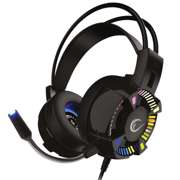 Rampage Fejhallgató - STYLES RGB (7.1, mikrofon, USB, hangerőszabályzó, nagy-párnás, 2,2m kábel, fekete)