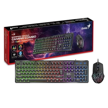 Genius Scorpion KM-GX3 USB magyar gaming membrán billentyűzet + egér fekete