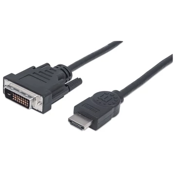 Manhattan Kábel - HDMI to DVI ( 1m; HDMI 19 pin - DVI-D Dual Link, Fekete)