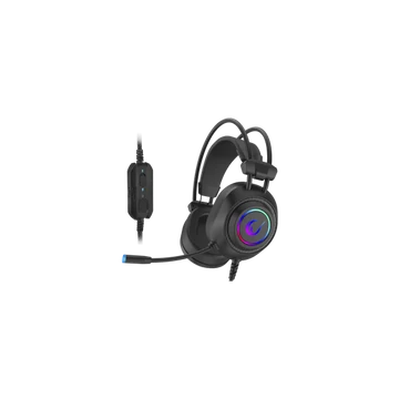 Rampage Fejhallgató - RM-K19 RAGING PLUS (7.1, mikrofon, USB, hangerőszabályzó, nagy-párnás, fekete, RGB LED)