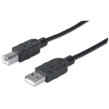 Manhattan Kábel - USB nyomtató kábel (USB2.0, USB-A - USB-B, 3m, Fekete)