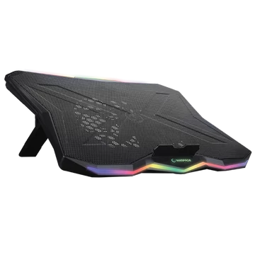 Rampage Notebook Hűtőpad 17,3"-ig - AD-RC8 SHOWY (fém rács; RGB, 1x18cm, USB port, állítható döntési magasság)