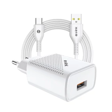 S-Link Telefon töltő  -  SL-EC40T  (1db USB, 5V / 2.4A, 12W, Gyorstöltés, USB Type-C, 100cm adat + töltőkábel, fehér)