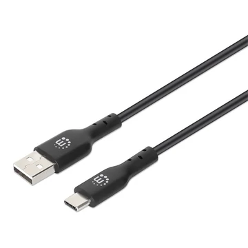 Manhattan Kábel - USB 2.0 Type-A to Type-C, 1m, Fekete