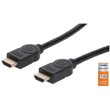 Manhattan Kábel - HDMI to HDMI (ARC, HEC, 4K@60Hz, HDR, 1m, aranyozott, Fekete)