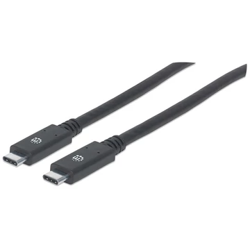 Manhattan Kábel - USB-C Male to USB-C Male, 2m,  60W / 3A, 4K@60Hz, Fekete