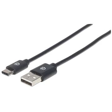 Manhattan Kábel - USB 2.0 Type-A to Type-C, 0.5m, Fekete