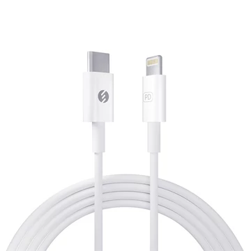 S-Link kábel - SL-C120 (2A, 20W, Gyorstöltés, Type-C to Lightning, adat + töltőkábel, fehér, 1m)