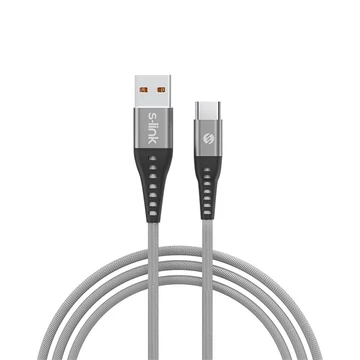 S-Link kábel - SL-STM60T (3A, 12W, Gyorstöltés, Type-C, 100cm adat + töltőkábel, szürke)