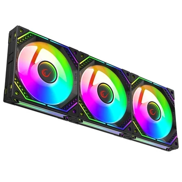 Rampage Cooler 12cm - CYCLOPS F30 (3x12cm, max 29,2dbA, 114,68 m3 / h, ház hűtésre, A-RGB LED, fekete)