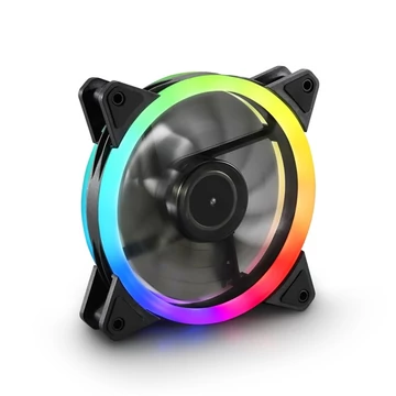 Sharkoon Cooler 12cm - Shark Blades PWM RGB Fan (24,8dB; 94.8 m3 / h; 1400rpm; 3pin + 4pin csatlakozó; ház hűtésre)