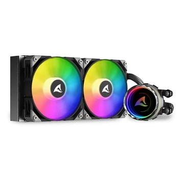 Sharkoon CPU Water Cooler - S80 RGB AIO 240mm (max. 35 dB (A); max. 131.93 m3 / h; 2x12cm, A-RGB LED, fekete)