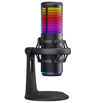Rampage Mikrofon - BEMOL (USB, PC / MAC / Android, zajelnyomó, állvány, fekete, 2m kábel, RGB)