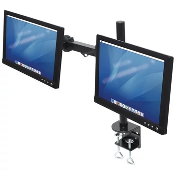 Manhattan Fali / asztali állvány -  Dupla karos, 2db monitor részére (max.VESA:100x100, fekete)