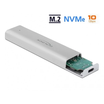 DELOCK Külső Ház M.2 NVMe PCIe SSD USB 3.2 Gen 2 Type-C female