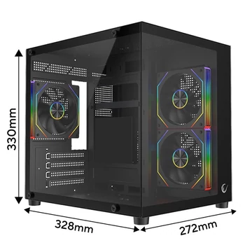 Rampage Számítógépház - LUMID (fekete; ablakos; mATX, alsó táp, 3x120mm A-RGB)
