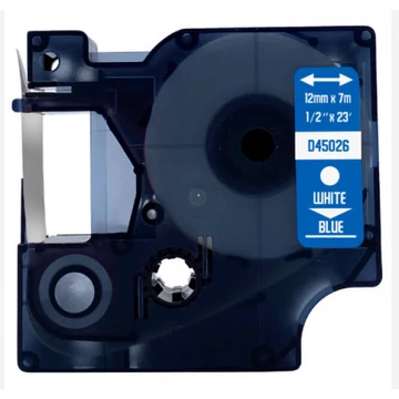 Utángyártott DYMO D1 45026 12mm x 7 m kék-fekete White Box